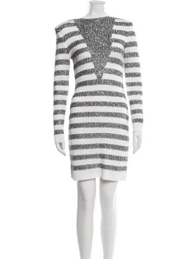 Pre-owned Balmain Striped Knee-length Dress In Neutral