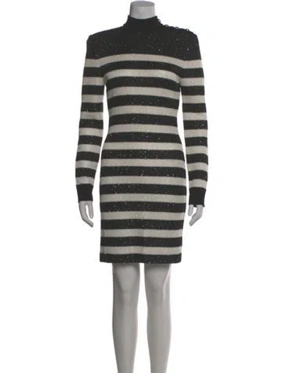Pre-owned Balmain Striped Knee-length Dress In Neutral