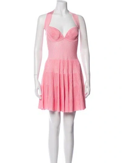 Pre-owned Balmain Striped Knee-length Dress In Pink