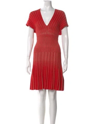 Pre-owned Balmain Striped Knee-length Dress In Red