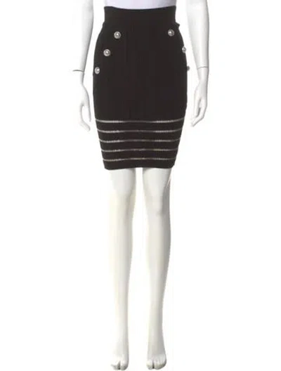 Pre-owned Balmain Striped Knee-length Skirt In Black