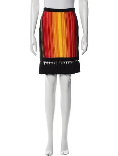 Pre-owned Balmain Striped Knee-length Skirt In Orange