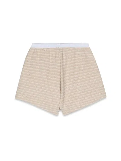 Balmain Striped Knitted Shorts In Beige