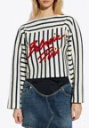 Balmain Striped Baseball T-shirt In Cream