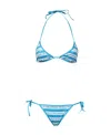 Balmain Striped Logo-print Halterneck Bikini In Blue