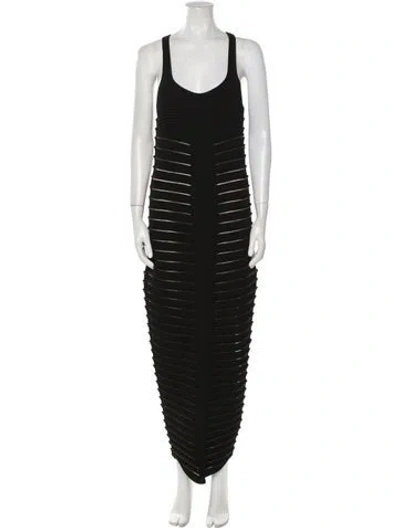 Pre-owned Balmain Striped Long Dress In Black