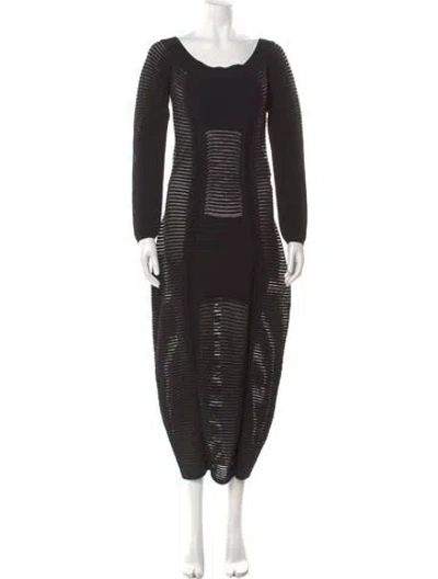 Pre-owned Balmain Striped Long Dress W/ Tags In Black
