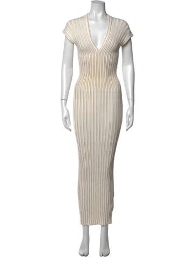Pre-owned Balmain Striped Long Dress W/ Tags In Neutral