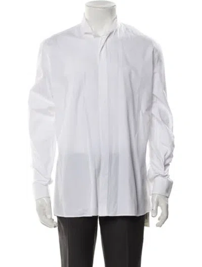 Pre-owned Balmain Striped Long Sleeve Dress Shirt In White