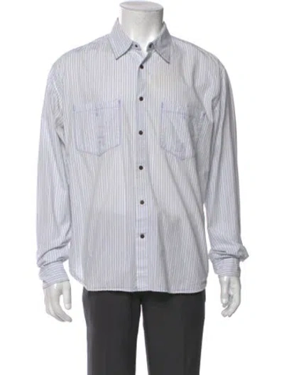 Pre-owned Balmain Striped Long Sleeve Shirt In Blue