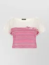Balmain Fuchsia Cropped T-shirt In Pink