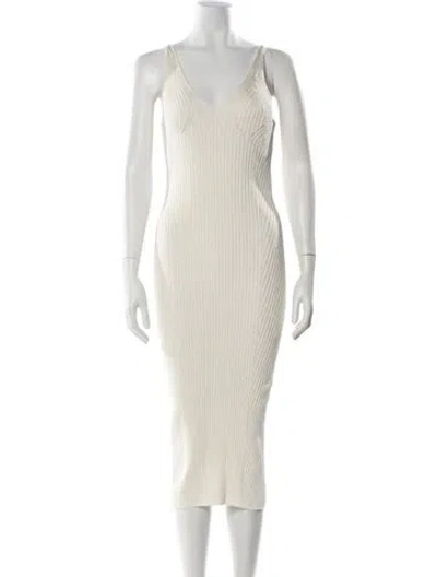 Pre-owned Balmain Striped Midi Length Dress In Neutral
