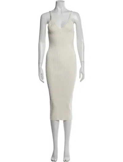 Pre-owned Balmain Striped Midi Length Dress W/ Tags In Neutral