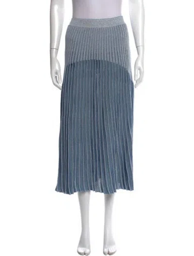 Pre-owned Balmain Striped Midi Length Skirt In Blue