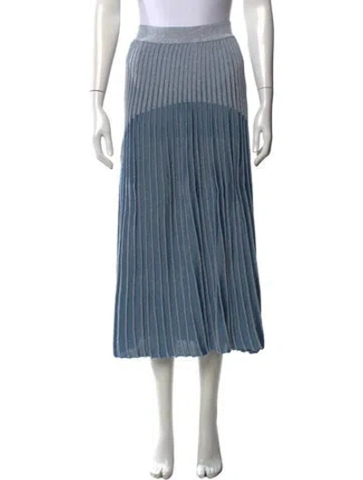 Pre-owned Balmain Striped Midi Length Skirt In Blue