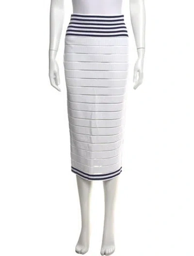 Pre-owned Balmain Striped Midi Length Skirt W/ Tags In White