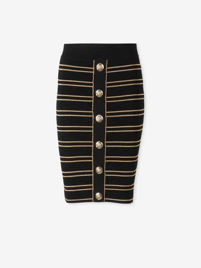 BALMAIN BALMAIN STRIPED MIDI SKIRT