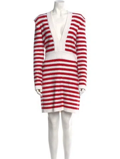 Pre-owned Balmain Striped Mini Dress