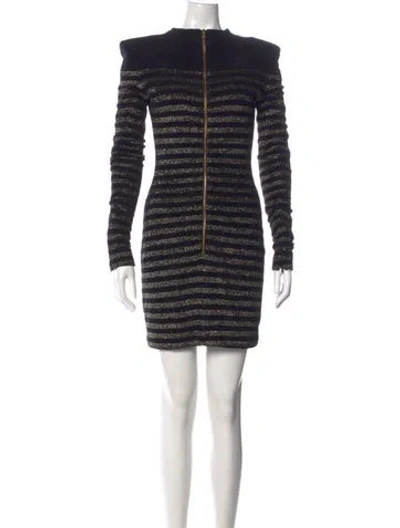 Pre-owned Balmain Striped Mini Dress
