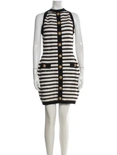 Pre-owned Balmain Striped Mini Dress