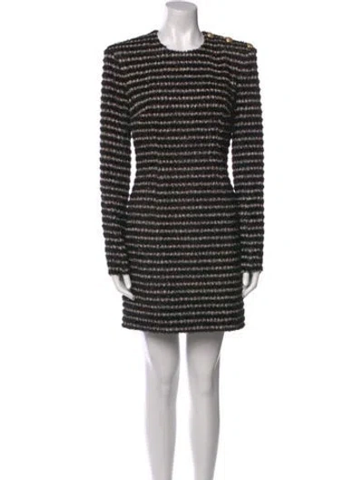 Pre-owned Balmain Striped Mini Dress In Black