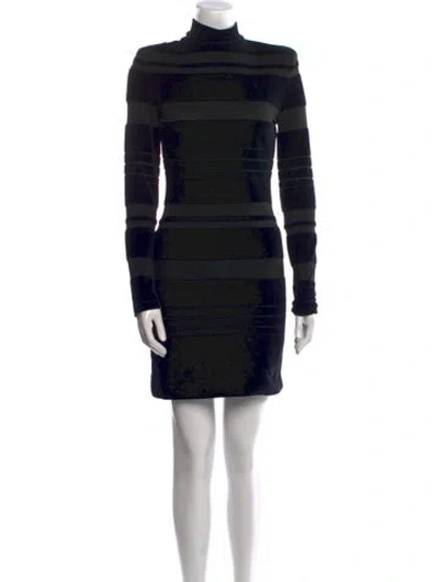 Pre-owned Balmain Striped Mini Dress In Black