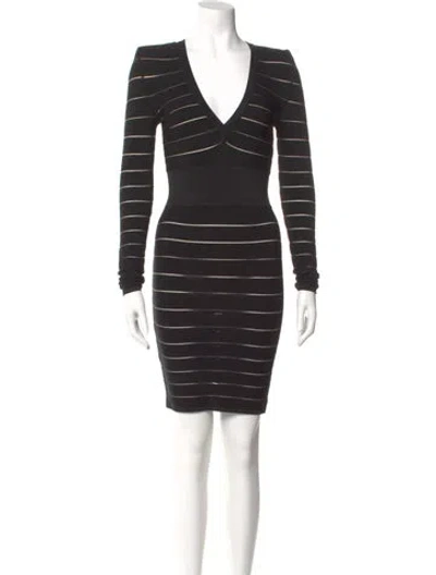 Pre-owned Balmain Striped Mini Dress In Black