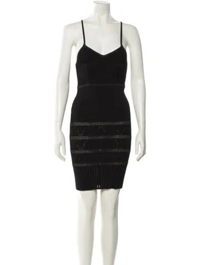 Pre-owned Balmain Striped Mini Dress In Black