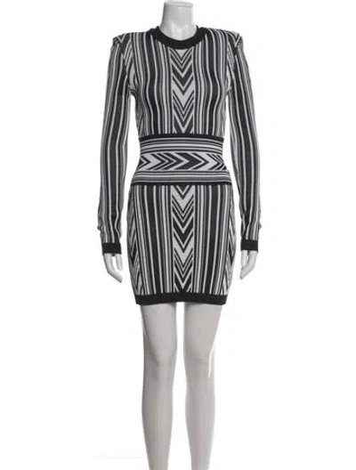 Pre-owned Balmain Striped Mini Dress In Black