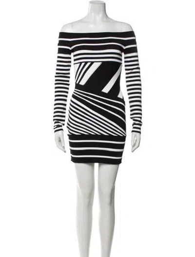 Pre-owned Balmain Striped Mini Dress In Black