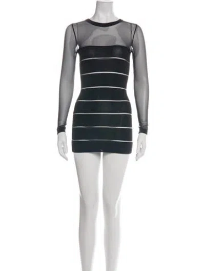 Pre-owned Balmain Striped Mini Dress In Black