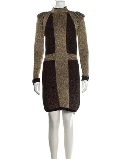 Pre-owned Balmain Striped Mini Dress In Black/gold/metallic