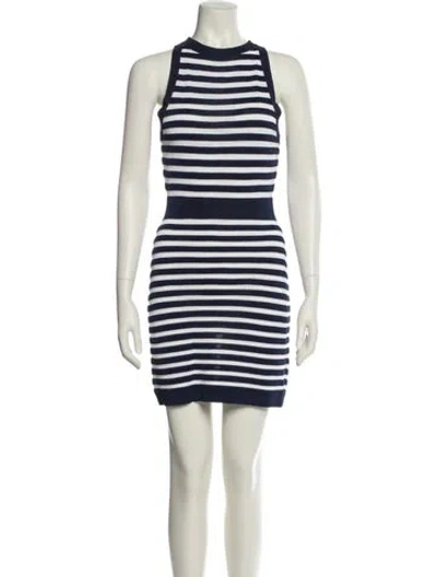 Pre-owned Balmain Striped Mini Dress In Blue
