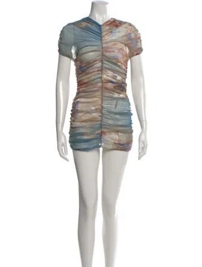 Pre-owned Balmain Striped Mini Dress In Blue