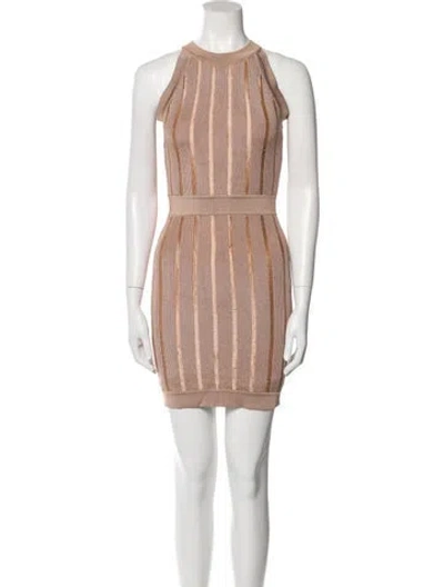 Pre-owned Balmain Striped Mini Dress In Neutral