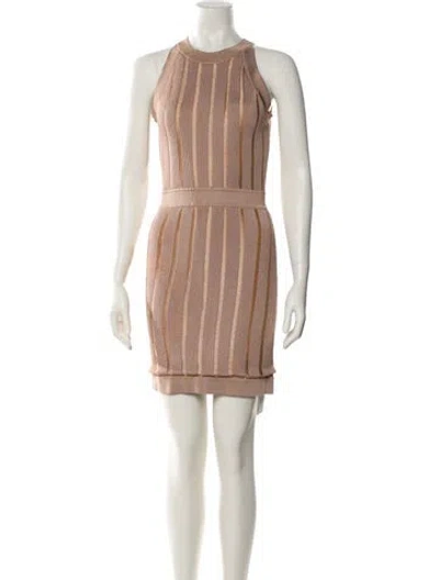 Pre-owned Balmain Striped Mini Dress In Neutral