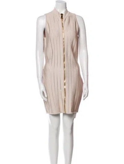 Pre-owned Balmain Striped Mini Dress In Neutral