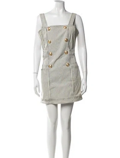 Pre-owned Balmain Striped Mini Dress In Neutrals