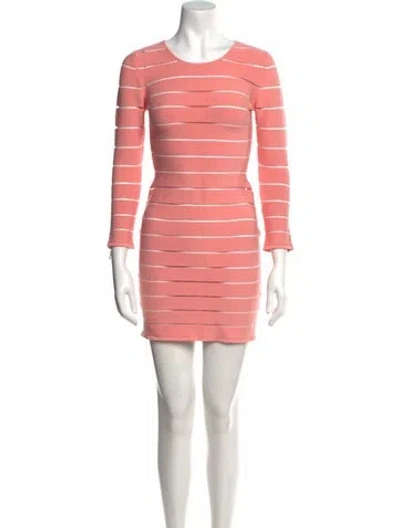 Pre-owned Balmain Striped Mini Dress In Pink