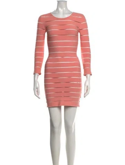 Pre-owned Balmain Striped Mini Dress In Pink