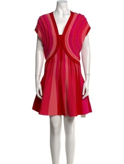 Pre-owned Balmain Striped Mini Dress In Red