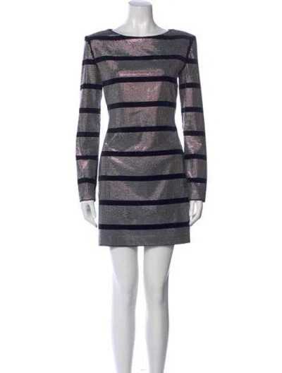 Pre-owned Balmain Striped Mini Dress In Silver