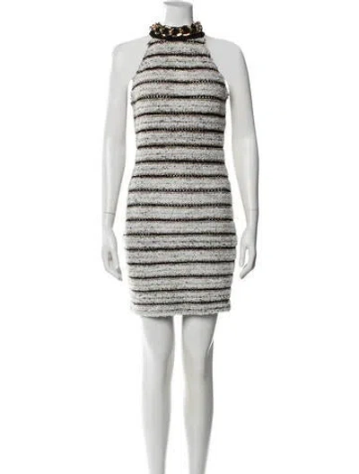 Pre-owned Balmain Striped Mini Dress W/ Tags