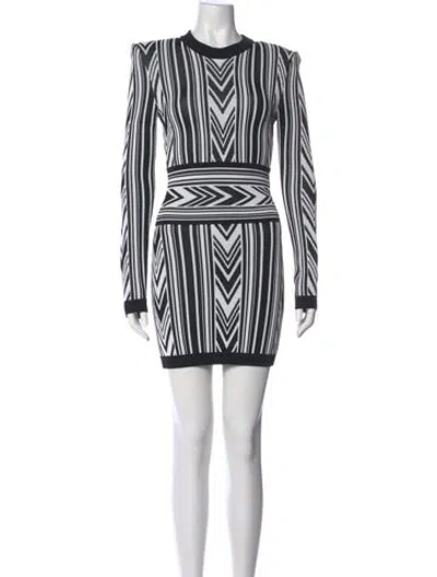 Pre-owned Balmain Striped Mini Dress W/ Tags In Black