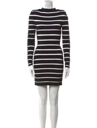 Pre-owned Balmain Striped Mini Dress W/ Tags In Black