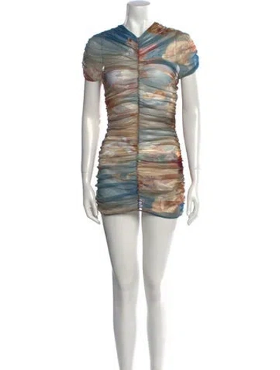 Pre-owned Balmain Striped Mini Dress W/ Tags In Blue