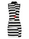 Balmain Asymmetric Stripes Mini Dress In White