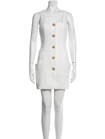 Pre-owned Balmain Striped Mini Dress In White