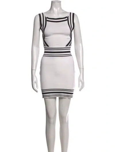 Pre-owned Balmain Striped Mini Dress In White
