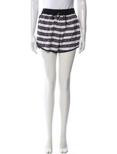 Pre-owned Balmain Striped Mini Shorts In Blue